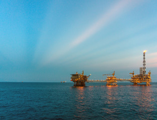 Oil and gas production platforms at offshore Terengganu, Malaysia

