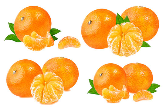 Collection of Tangerines fruit isolated on white