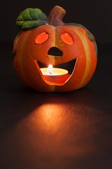 Pumpkin lantern for Halloween. Haunted greeting. 
