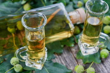 Liqueur made from oak tree bark and alcohol