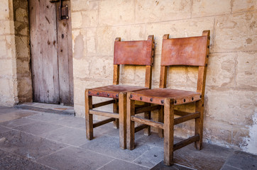 two old medieval chairs Mallorca castle 