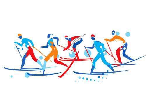 Cross Country Ski Race.
A stylized drawing of cross-country ski competitors. Vector available.
