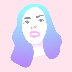 Vector illustration with hipster girl, geek glasses, hat in flat style.