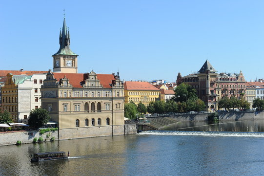 The panoramic view from the Charles Bridge in Prague, Czech Republic