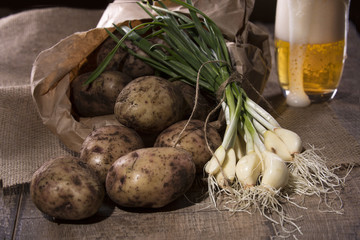 potatoes and fresh garlic from the garden