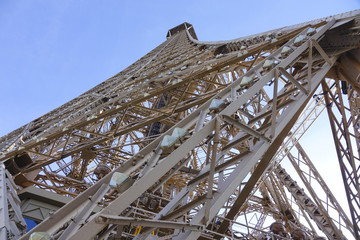 Amazing iron construction of Eiffel Tower in Paris