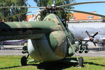 Rear view of Russian military helicopter  - Powered by Adobe