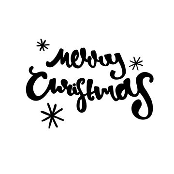 Merry Christmas hand drawn retro design. Modern calligraphy and brush lettering