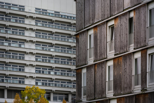 Wood Log Panel Building Rough Brown Shades Burnt Look Exterior A
