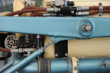 Close-up of aerospace mechanism, part of airplane