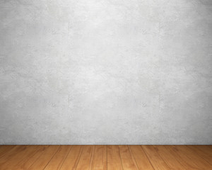 Concrete Wall And Wooden Floor. 3D Render