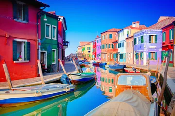 Foto op Canvas Kleurrijke huizen in Burano, Venetië, Italië © adisa
