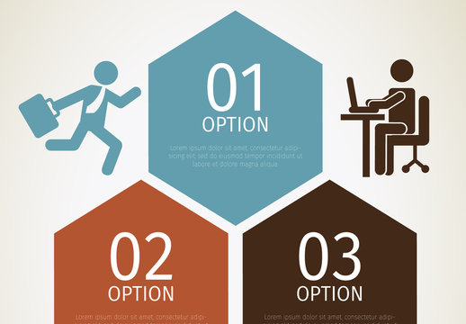Brown and Blue Hexagonal Business Infographic Template
