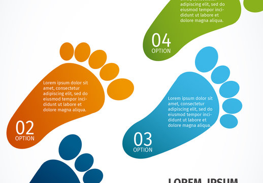 Colorful Footprint Steps Infographic Template Design