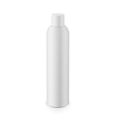 Round white glossy plastic cosmetic bottle