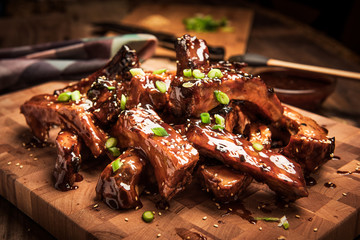 Barbecued Ribs - Food Photography - obrazy, fototapety, plakaty