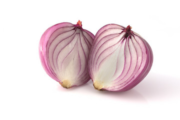 Cut onion on white background