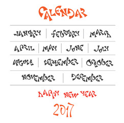 hand written year month names