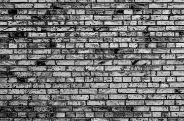 Texture of brick wall contrast black and white