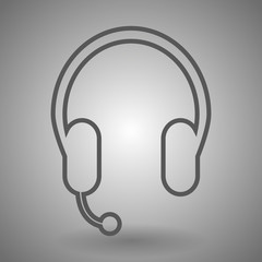 Customer Service icon or logo - vector outline headset sign