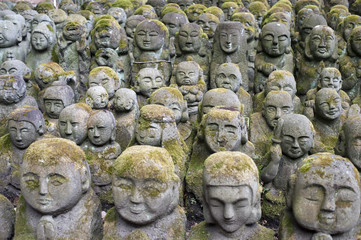 Rows of miniature stone sculptures
