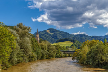 Fototapeta na wymiar Mur river in Leoben,Austria