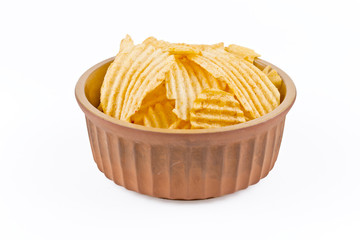 Bowl of potato crisps