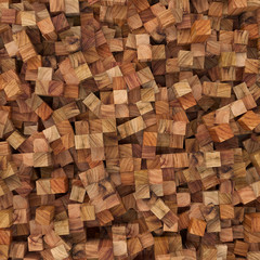 Wooden abstract squares backdrop. 3d rendering geometric polygons - 124276430