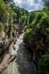 Russia , the Republic of Adygea . Rough river Belaya in Khadzhokhsky gorge