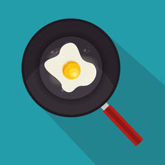 egg fried with pan icon vector illustration design