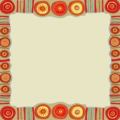 Ethnic hand painted square frame. 