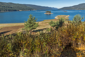 Fototapeta premium Panoramic view of Dospat Reservoir, Smolyan Region, Bulgaria