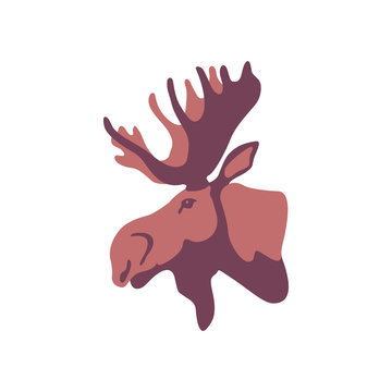 Moose head profile vector illustration style Flat