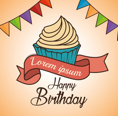 happy birthday celebration card vector illustration design