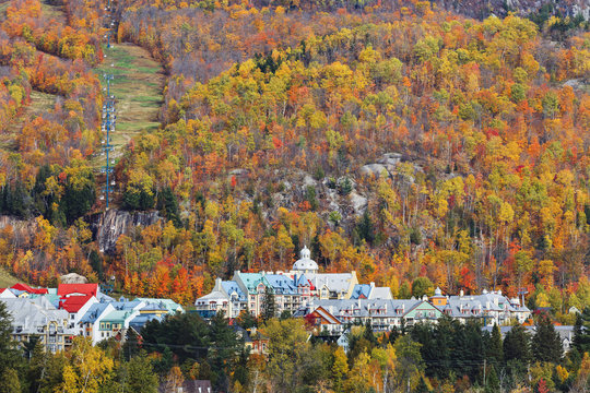 Mont tremblant village in autumn;Laurentians quebec canada