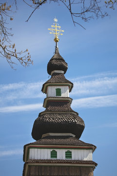 Tower against a blue sky;Prague, czech republic