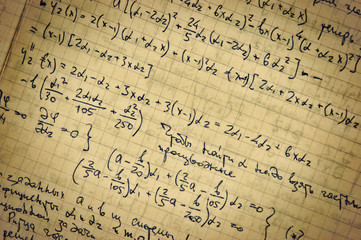 Page of old textured vintage paper with the calculation of the h