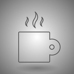Mug of hot drink line icon for web, mobile and infographics. Vector dark grey icon isolated on light grey background.