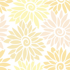 Fototapeta na wymiar Floral background with stylized blooming chrysanthemum, asters. 