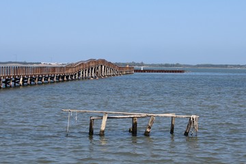 Bridge on Lake Lesina in Puglia 