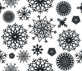 Seamless patttern with stylish snowflakes - 124280426