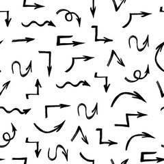 Seamless Pattern With Black Hand-Drawn Arrows