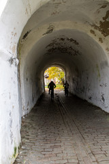 Two cyclists in the tonnel