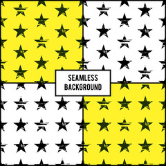 Set Of Four Seamless Grunge Stars Patterns
