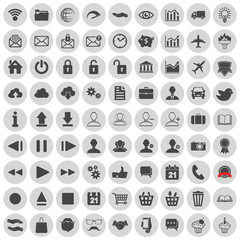 set of web, multimedia, social and business icons on a white bac