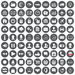 set of web, multimedia, social and business icons on a white bac
