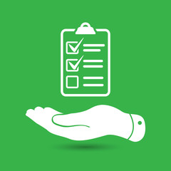 flat hand with check list icon