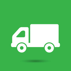 flat truck icon button on a green background