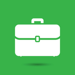 flat portfolio briefcase icon on a green background