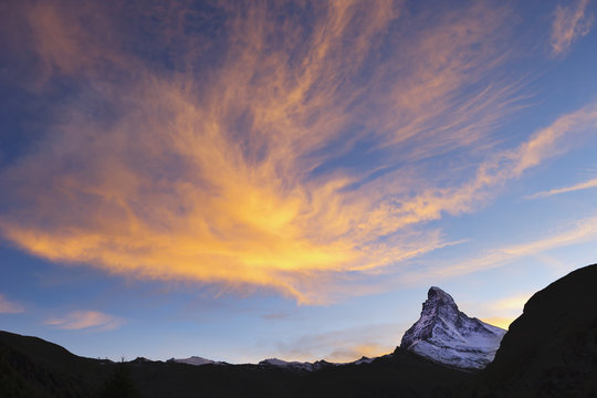 Matterhorn at dusk;Valais switzerland